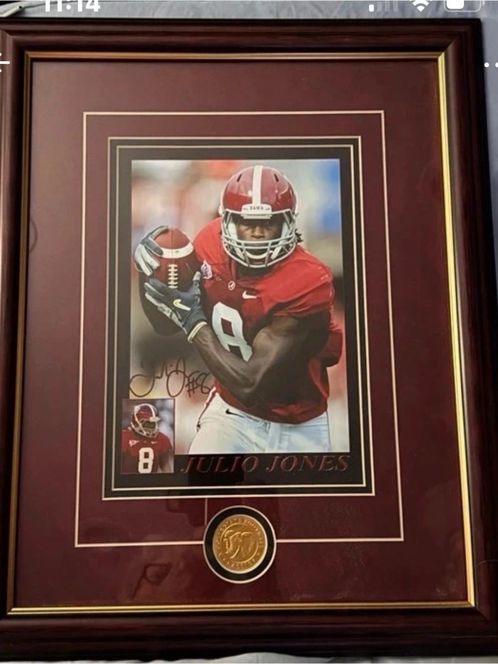 Matted and framed Alabama football player Julio Jones Signed